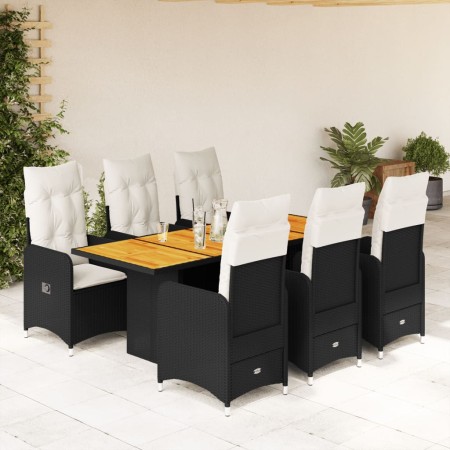 Set de mesa y sillas de jardín 7 pzas y cojines ratán PE negro by , Garden sets - Ref: Foro24-3276984, Price: 786,44 €, Disco...