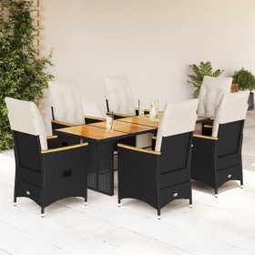 Set de mesa y sillas de jardín 7 pzas y cojines ratán PE negro by , Garden sets - Ref: Foro24-3276965, Price: 885,41 €, Disco...