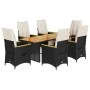 Set de mesa y sillas de jardín 7 pzas y cojines ratán PE negro de , Conjuntos de jardín - Ref: Foro24-3276965, Precio: 892,71...
