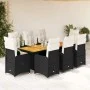 Set de mesa y sillas de jardín 9 pzas y cojines ratán PE negro by , Garden sets - Ref: Foro24-3276986, Price: 1,00 €, Discoun...
