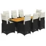 Set de mesa y sillas de jardín 9 pzas y cojines ratán PE negro by , Garden sets - Ref: Foro24-3276986, Price: 1,00 €, Discoun...