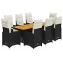 Set de mesa y sillas de jardín 9 pzas y cojines ratán PE negro von , Gartensets - Ref: Foro24-3276986, Preis: 1,00 €, Rabatt: %
