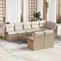 Conjunto de sofá de jardín con cojín 9 pcs Beige Poliratán