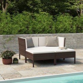 4-piece garden furniture set and brown synthetic rattan cushions by vidaXL, Garden sets - Ref: Foro24-3056965, Price: 300,01 ...