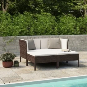 4-teiliges Gartenmöbel-Set und braune synthetische Rattankissen von vidaXL, Gartensets - Ref: Foro24-3056965, Preis: 297,19 €...
