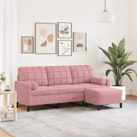 Sofá de 3 plazas con taburete de terciopelo rosa180 cm von , Sofas - Ref: Foro24-3278270, Preis: 364,90 €, Rabatt: %