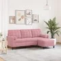 Sofá de 3 plazas con taburete de terciopelo rosa180 cm by , Sofas - Ref: Foro24-3278270, Price: 364,90 €, Discount: %