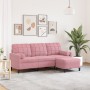 Sofá de 3 plazas con taburete de terciopelo rosa180 cm by , Sofas - Ref: Foro24-3278270, Price: 372,14 €, Discount: %