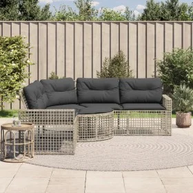 Sofá de jardín forma L cojines y taburete ratán PE gris claro by , Outdoor sofas - Ref: Foro24-365898, Price: 351,26 €, Disco...