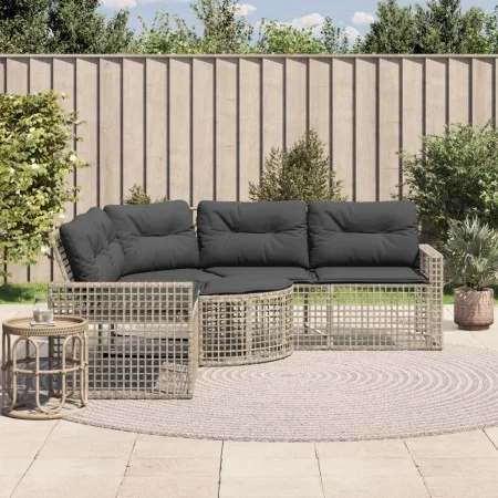 Sofá de jardín forma L cojines y taburete ratán PE gris claro by , Outdoor sofas - Ref: Foro24-365898, Price: 351,26 €, Disco...
