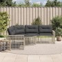 Sofá de jardín forma L cojines y taburete ratán PE gris claro de , Sofás de exterior - Ref: Foro24-365898, Precio: 324,15 €