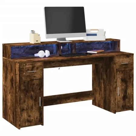 Escritorio con LED madera ingeniería roble ahumado 160x55x91 cm von , Schreibtische - Ref: Foro24-3309433, Preis: 194,57 €, R...