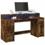 Escritorio con LED madera ingeniería roble ahumado 160x55x91 cm von , Schreibtische - Ref: Foro24-3309433, Preis: 194,57 €, R...