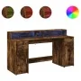 Escritorio con LED madera ingeniería roble ahumado 160x55x91 cm von , Schreibtische - Ref: Foro24-3309433, Preis: 194,57 €, R...