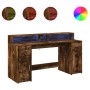 Escritorio con LED madera ingeniería roble ahumado 160x55x91 cm by , Desks - Ref: Foro24-3309433, Price: 197,82 €, Discount: %
