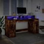 Escritorio con LED madera ingeniería roble ahumado 160x55x91 cm by , Desks - Ref: Foro24-3309433, Price: 197,82 €, Discount: %