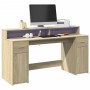 Escritorio con LED madera ingeniería roble Sonoma 160x55x91 cm von , Schreibtische - Ref: Foro24-3309431, Preis: 189,57 €, Ra...