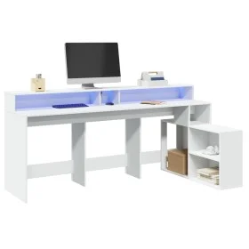 Escritorio con luz LED madera ingeniería blanco 200x104x91 cm by , Desks - Ref: Foro24-3309465, Price: 198,95 €, Discount: %