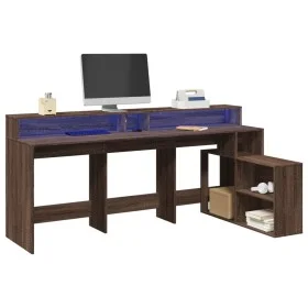 Escritorio con LED madera ingeniería marrón roble 200x104x91 cm by , Desks - Ref: Foro24-3309471, Price: 197,80 €, Discount: %