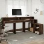 Escritorio con LED madera ingeniería marrón roble 200x104x91 cm von , Schreibtische - Ref: Foro24-3309471, Preis: 197,80 €, R...