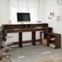 Escritorio con LED madera ingeniería marrón roble 200x104x91 cm von , Schreibtische - Ref: Foro24-3309471, Preis: 202,25 €, R...