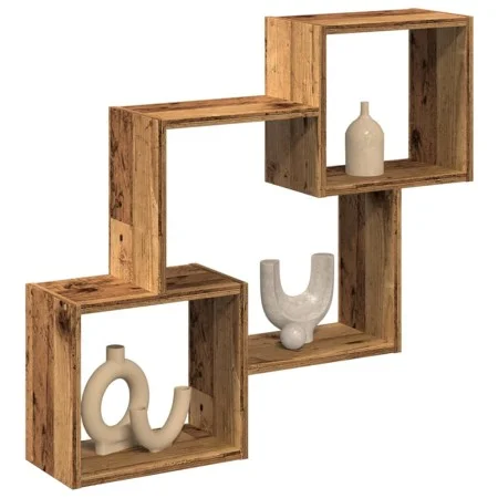 Mueble de pared madera ingeniería madera envejecida 78x18x71 cm by , Shelves and shelves - Ref: Foro24-854812, Price: 27,24 €...