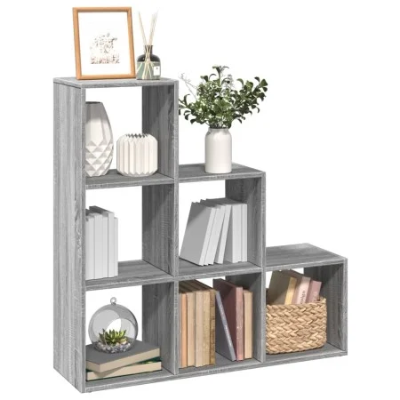 Librería divisor 3 niveles madera gris Sonoma 99x29x99 cm by , Bookcases and shelves - Ref: Foro24-857963, Price: 62,90 €, Di...