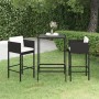 3-teiliges Garten-Barmöbel-Set und schwarze synthetische Rattankissen von vidaXL, Gartensets - Ref: Foro24-3094787, Preis: 25...