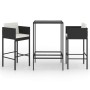 3-piece garden bar furniture set and black synthetic rattan cushions by vidaXL, Garden sets - Ref: Foro24-3094787, Price: 256...