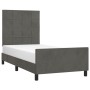 Estructura de cama sin colchón terciopelo gris oscuro 90x190 cm