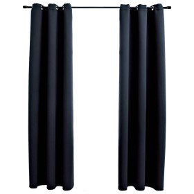 Cortinas opacas con anillas (2 unidades), color negro, 97 x 213 cm Cortinas opacas con anillas (2 unidades), color negro, 97 x 213