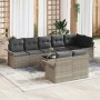 Conjunto de sofá de jardín con cojín 9 pcs Gris claro Poliratán