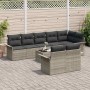 Conjunto de sofá de jardín con cojín 9 pcs Gris claro Poliratán