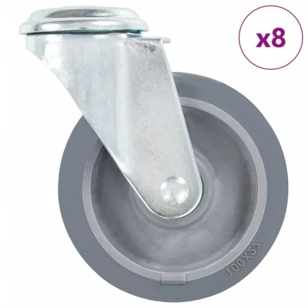 Swivel wheels with pin hole 8 units 100 mm by , Material handling - Ref: Foro24-277861, Price: 46,42 €, Discount: %