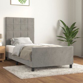 Estructura de cama sin colchón terciopelo gris claro 90x200 cm en Camas y somieres | Comprar online en Foro24