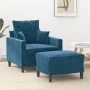 Sessel mit Hocker aus blauem Samt, 60 cm. von , Sofas - Ref: Foro24-3201106, Preis: 198,38 €, Rabatt: %