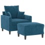 Armchair with blue velvet footstool 60 cm by , Sofas - Ref: Foro24-3201106, Price: 201,84 €, Discount: %