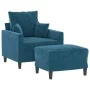 Sessel mit Hocker aus blauem Samt, 60 cm. von , Sofas - Ref: Foro24-3201106, Preis: 198,38 €, Rabatt: %