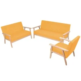 Juego de sofás de tela de 3 piezas color amarillo de , Sofás - Ref: Foro24-274919, Precio: 570,44 €, Descuento: %