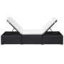 Sun lounger with black synthetic rattan cushion by , Loungers - Ref: Foro24-42677, Price: 222,20 €, Discount: %