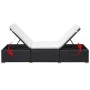Sun lounger with black synthetic rattan cushion by , Loungers - Ref: Foro24-42677, Price: 222,20 €, Discount: %