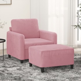 Sessel mit rosa Samt-Hocker, 60 cm. von , Sofas - Ref: Foro24-3201167, Preis: 215,26 €, Rabatt: %