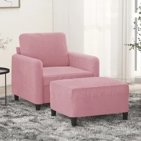 Sessel mit rosa Samt-Hocker, 60 cm. von , Sofas - Ref: Foro24-3201167, Preis: 211,45 €, Rabatt: %