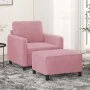 Sessel mit rosa Samt-Hocker, 60 cm. von , Sofas - Ref: Foro24-3201167, Preis: 211,42 €, Rabatt: %