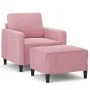 Sessel mit rosa Samt-Hocker, 60 cm. von , Sofas - Ref: Foro24-3201167, Preis: 211,42 €, Rabatt: %