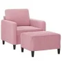 Sessel mit rosa Samt-Hocker, 60 cm. von , Sofas - Ref: Foro24-3201167, Preis: 211,42 €, Rabatt: %
