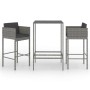 Garden bar furniture set 3 pieces with gray synthetic rattan cushions by vidaXL, Garden sets - Ref: Foro24-3094788, Price: 24...