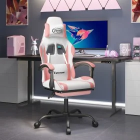Gaming chair with white and pink synthetic leather footrest. by , Gaming chairs - Ref: Foro24-3143887, Price: 117,48 €, Disco...