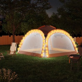 Carpa de fiesta LED 4 paredes gris y naranja 3,6x3,6x2,3 m