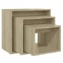 Stackable tables 3 pieces plywood oak Sonoma by , Side tables - Ref: Foro24-808579, Price: 47,87 €, Discount: %